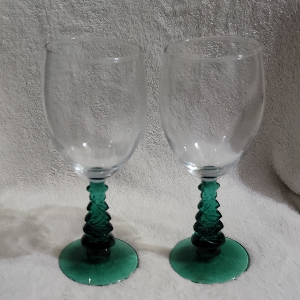 Vintage Libbey Glass Christmas tree stem goblets